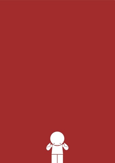 loney figure with red background