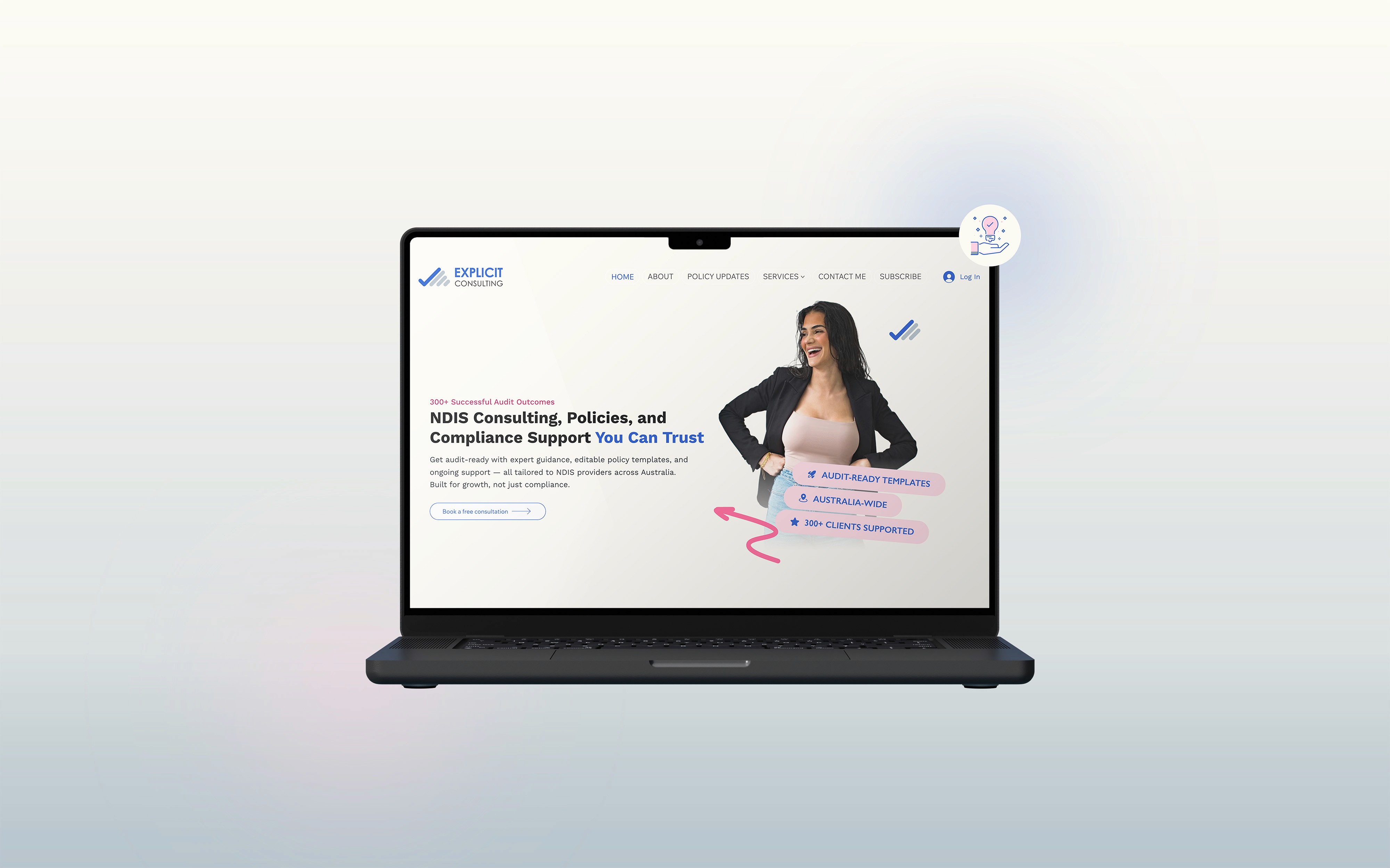 Client work mock up of their landing page.