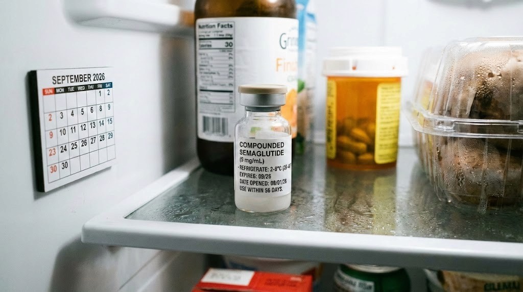 How long does compounded semaglutide last in the fridge