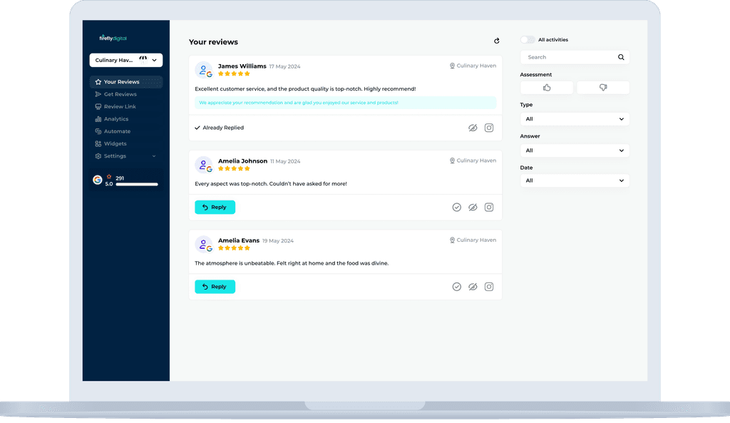 Firefly ReviewsBoost Platform