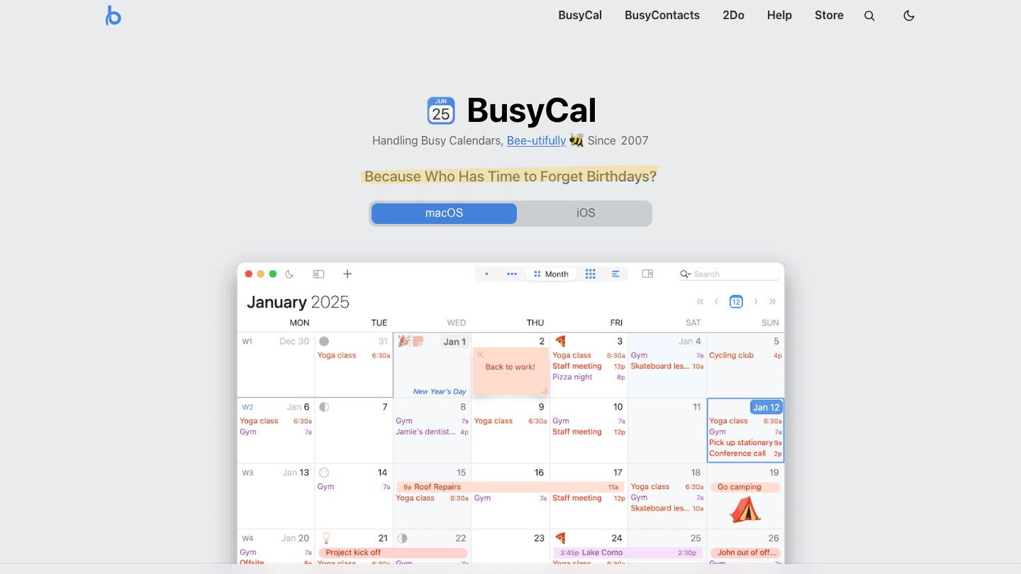 BusyCal calendar app for macOS and iOS