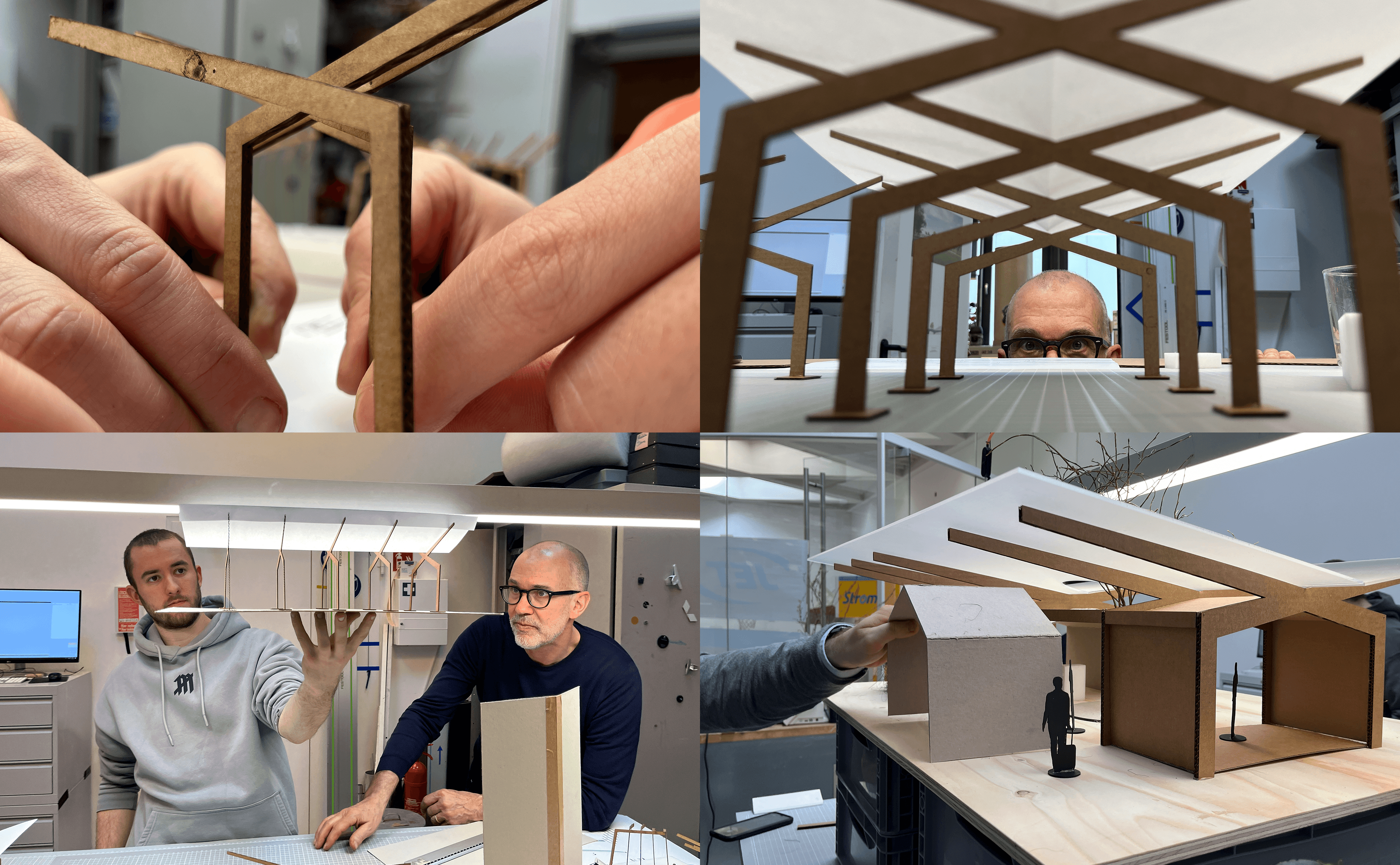 Blick in ein 1 zu 1 Modell aus Pappe vom tegut... teo – aufgebaut in der Halle von Design for Human Nature in Hamburg.