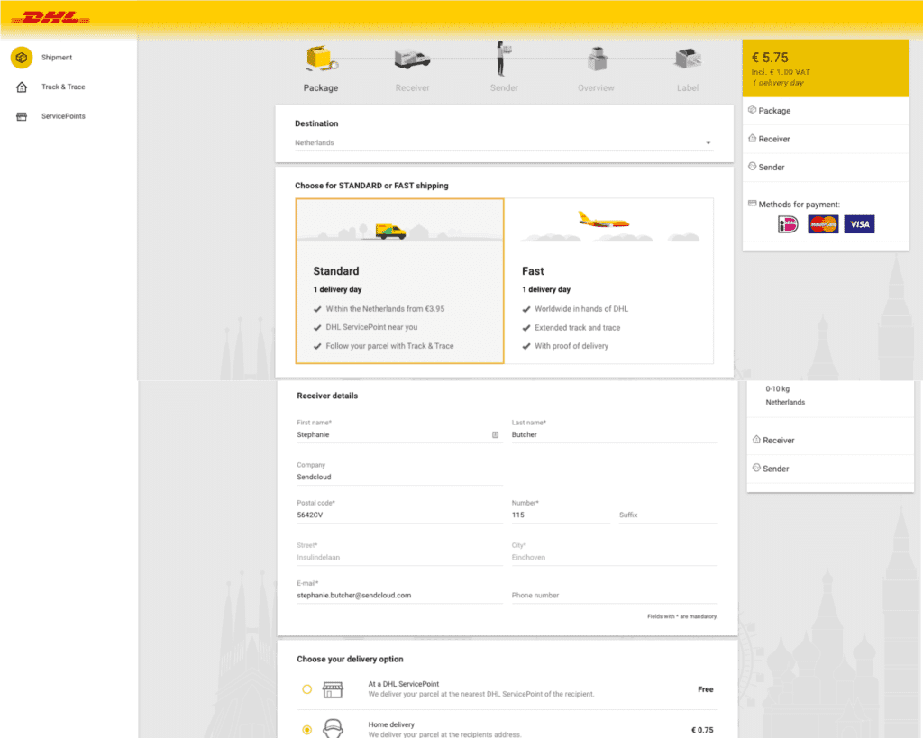dhl online tool