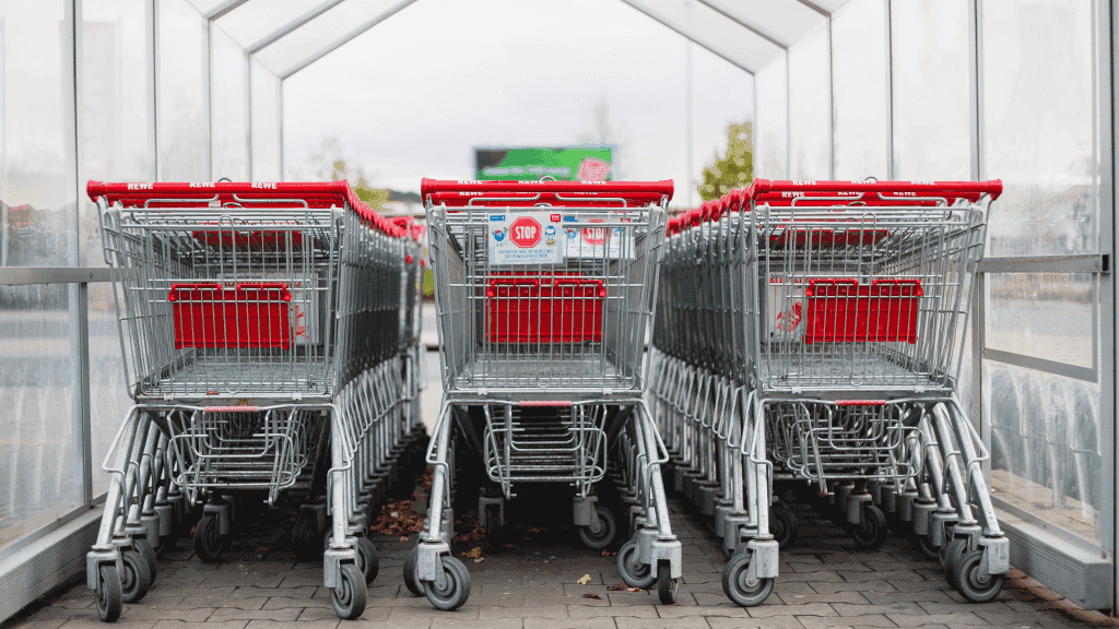 Shopping carts in a stall