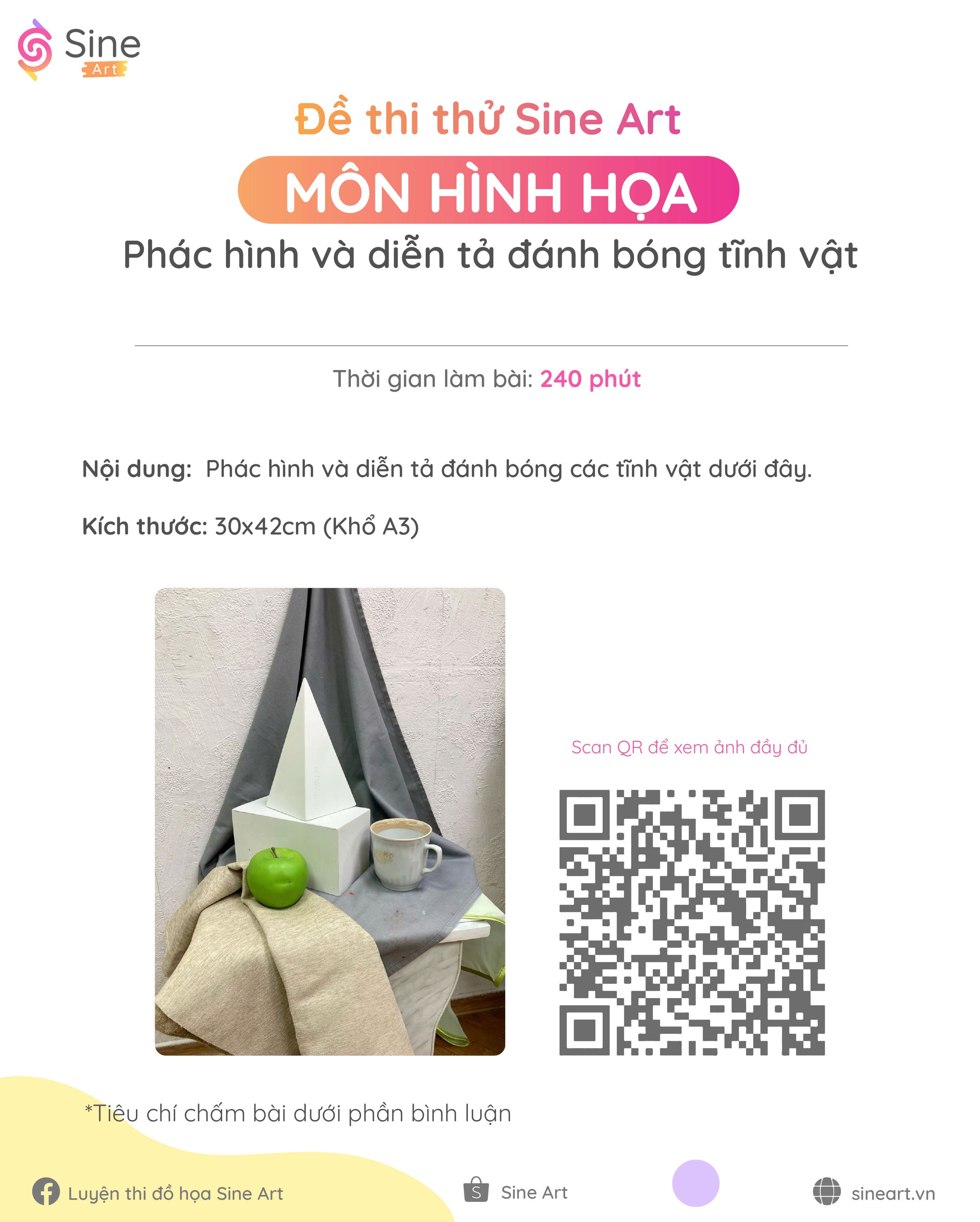 Đề thi Hình họa Sine Art mẫu tĩnh vật 1