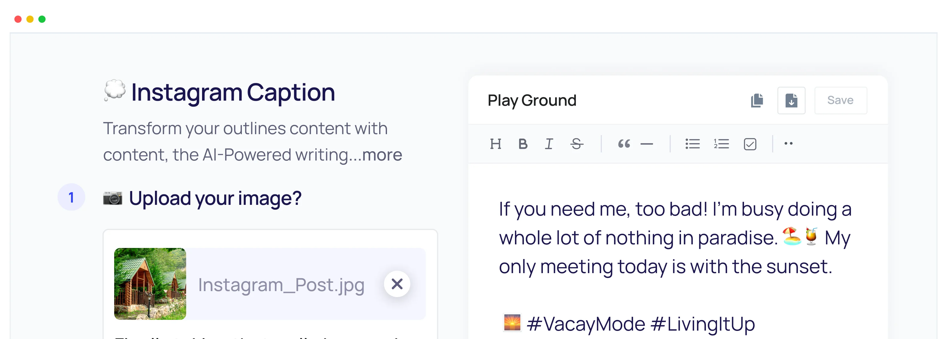 Instagram Caption Generator from Photo CTA Image