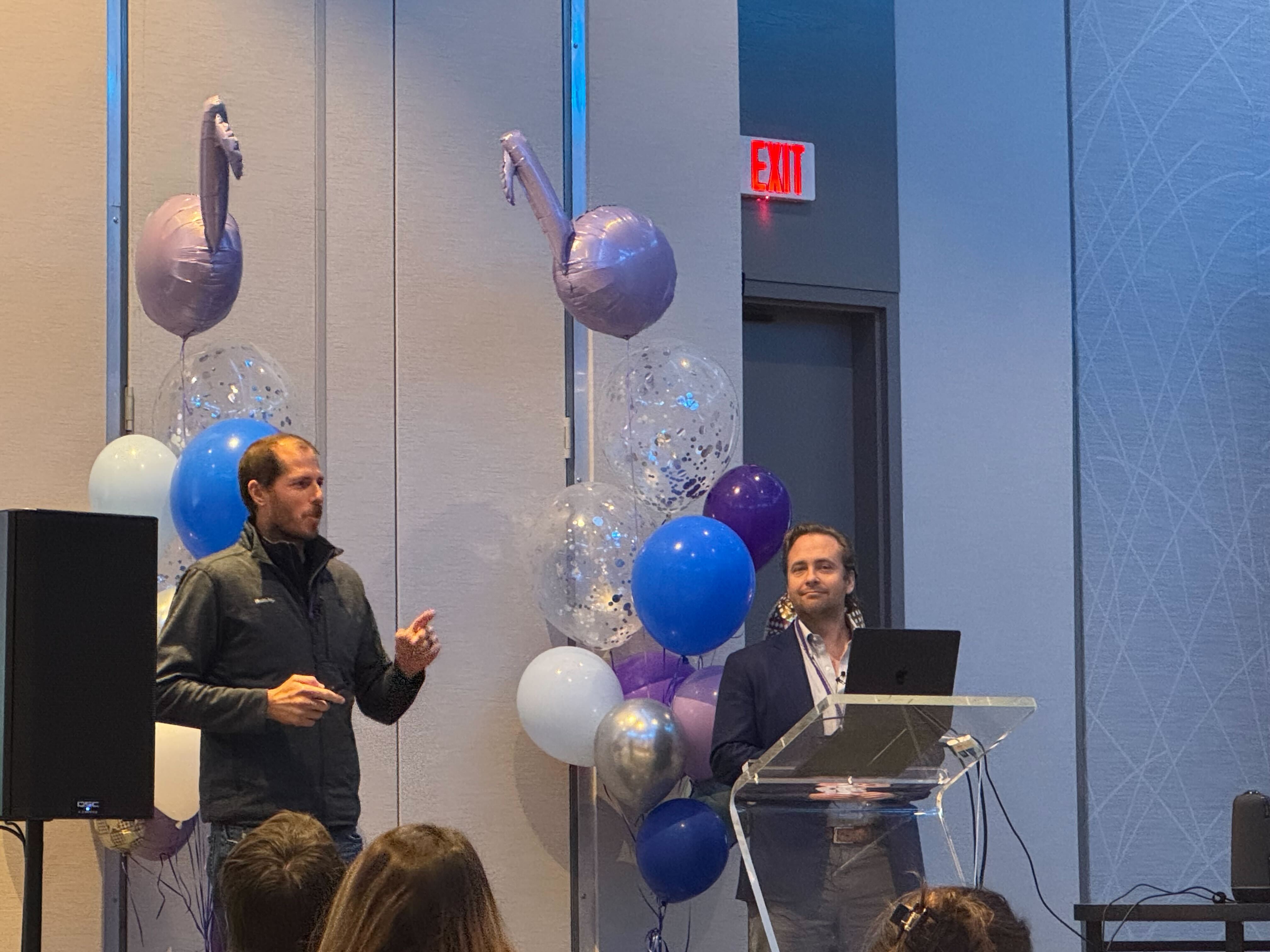 HealthJoy team member presenting at a company event.
