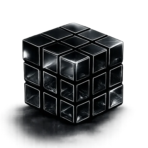 Shiny black Rubik's Cube illustration