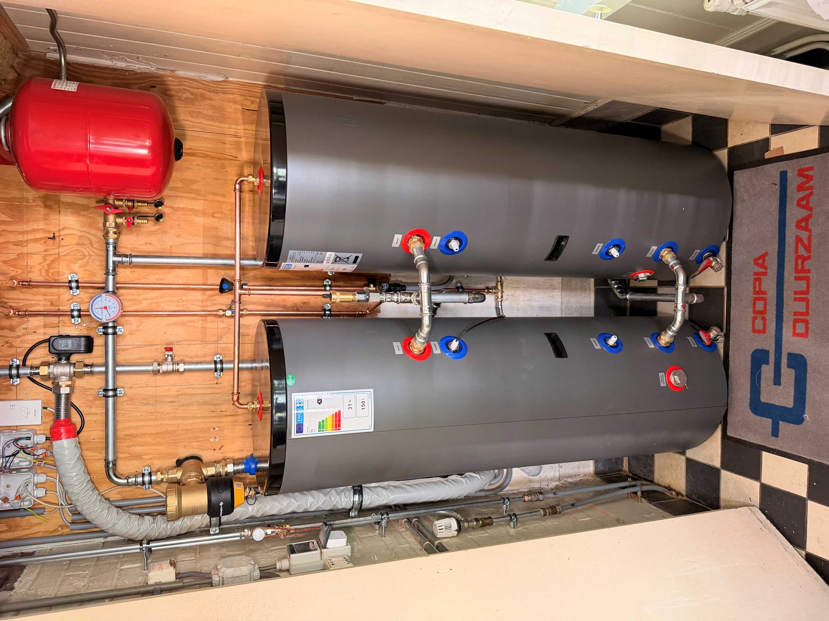 Dubbele boiler in Tichelmann opstelling