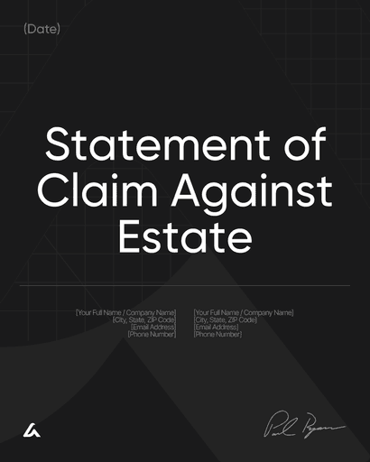 Statement of Claim Against Estate