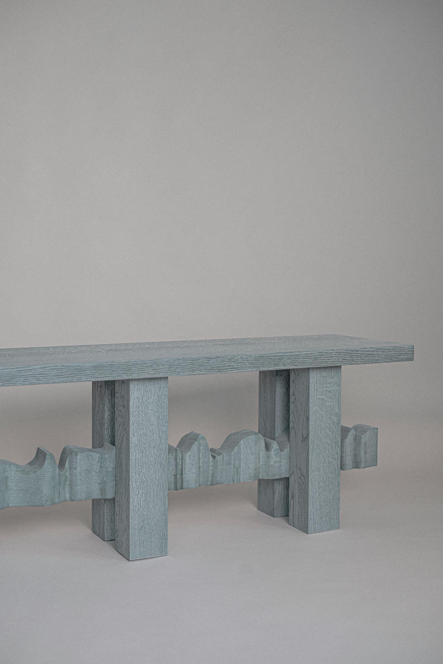 Detail of YKB bench highlighting precise woodworking and material texture by Jiri Krejcirik