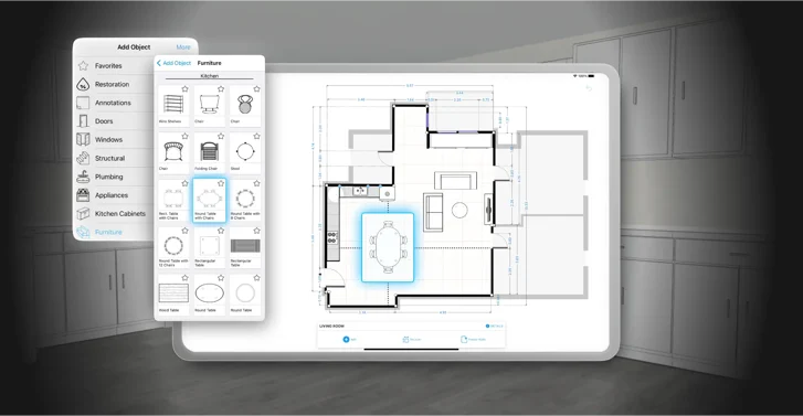 magic plan app interface displaying digital floor plan editing and room layout tools