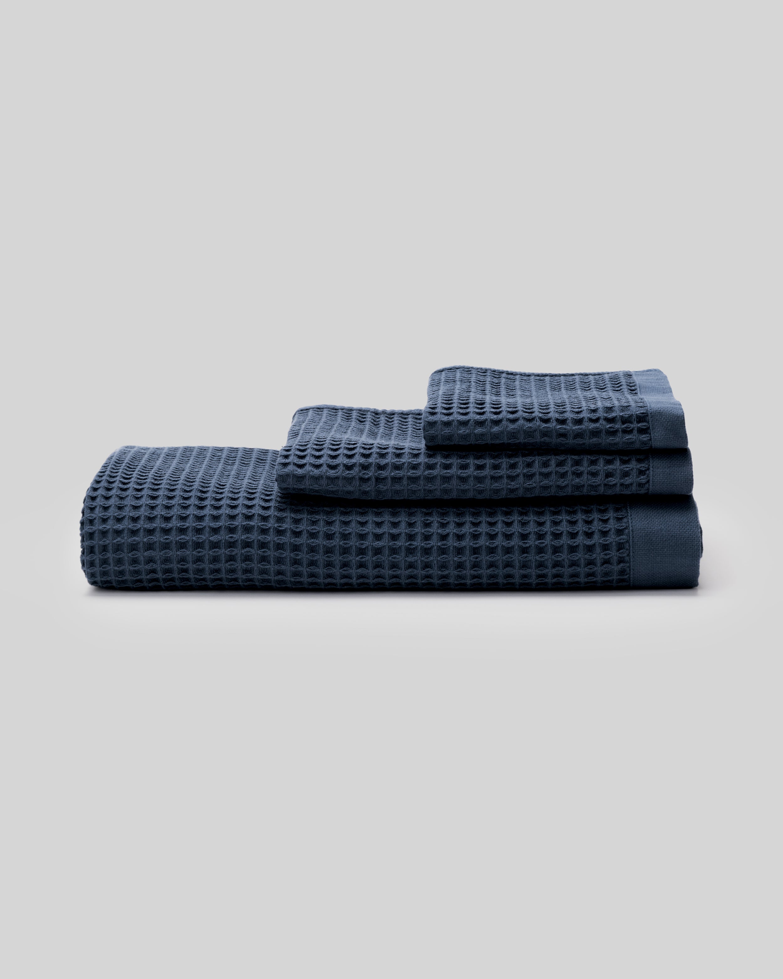 Waffle Towel Set [Navy] 今治 | Nossara