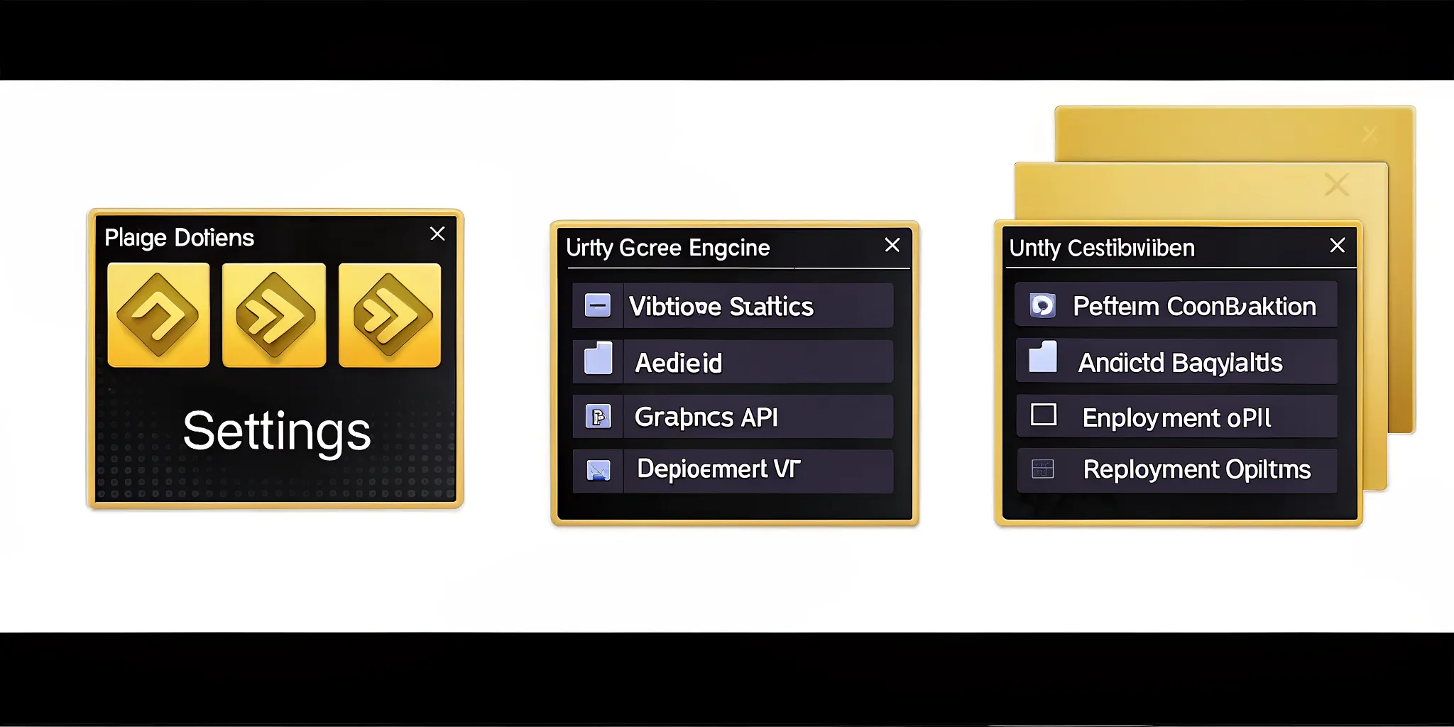 Unity build settings configuration panel showing platform deployment options and graphics API selection menus