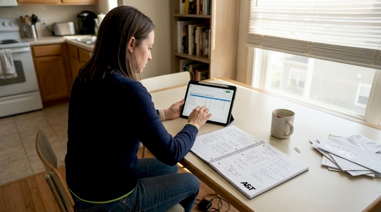 Manager tracks PPC budget at casual workspace