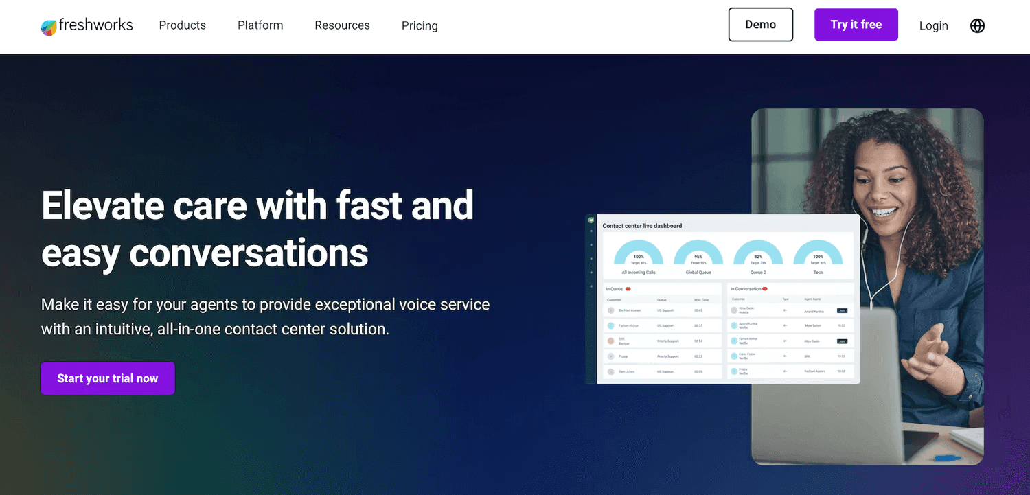 Freshcaller homepage