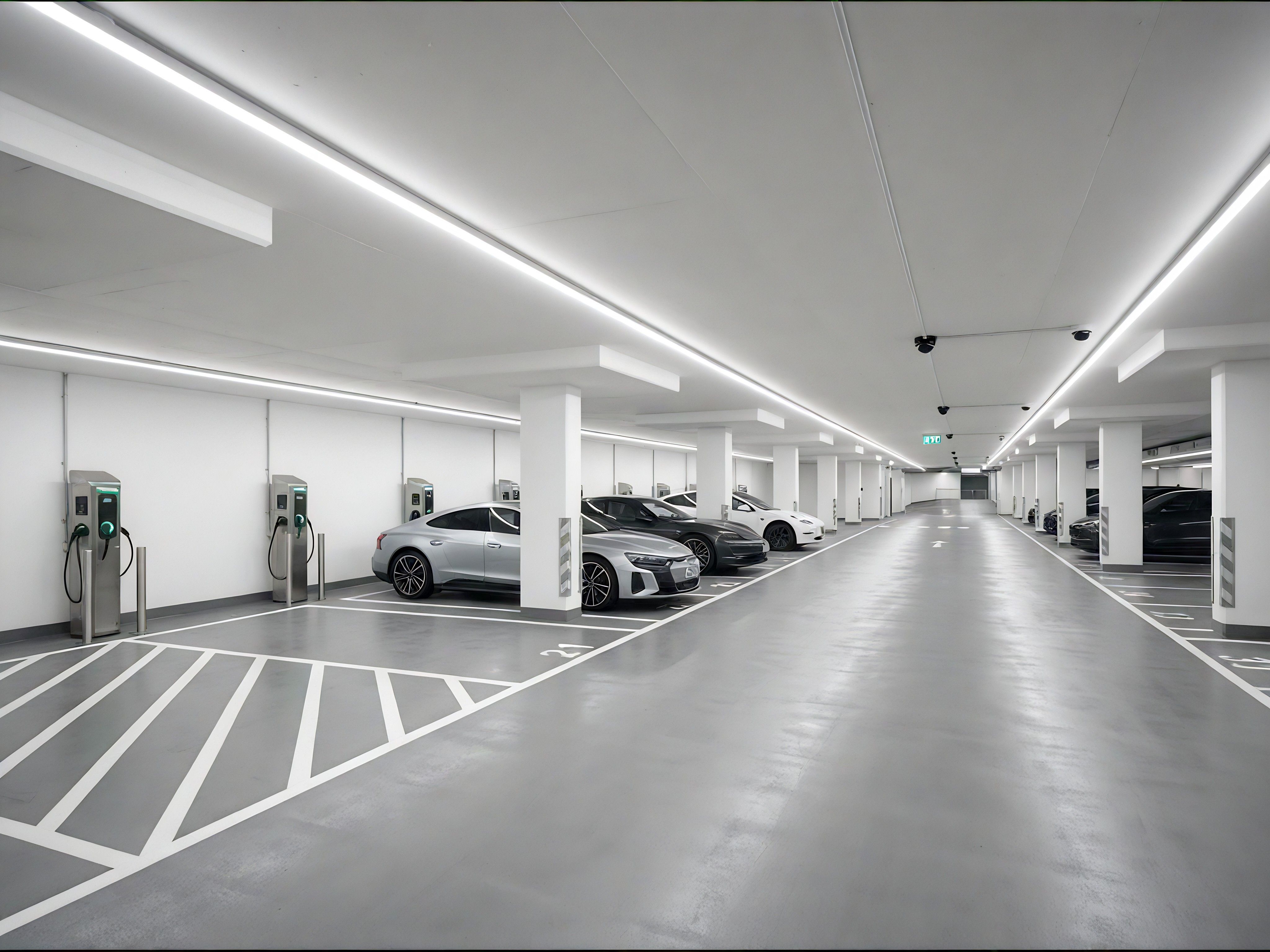 A bright and contemporary bathroom with off-white paneled walls, white marble flooring, and a recessed ceiling. The room is centered around a large, white freestanding oval bathtub positioned within a bright bay window that offers a panoramic view of green trees and a distant town. The tub features a central gold-toned faucet with a white towel draped over the side and a folded bath mat on the floor in front. To the left, a white vanity with a marble countertop and gold hardware sits beneath a gold-framed mirror, next to a white toilet. To the right, a white paneled door with glass inserts stands slightly ajar. The space is flooded with soft, natural light, creating a clean and tranquil atmosphere.