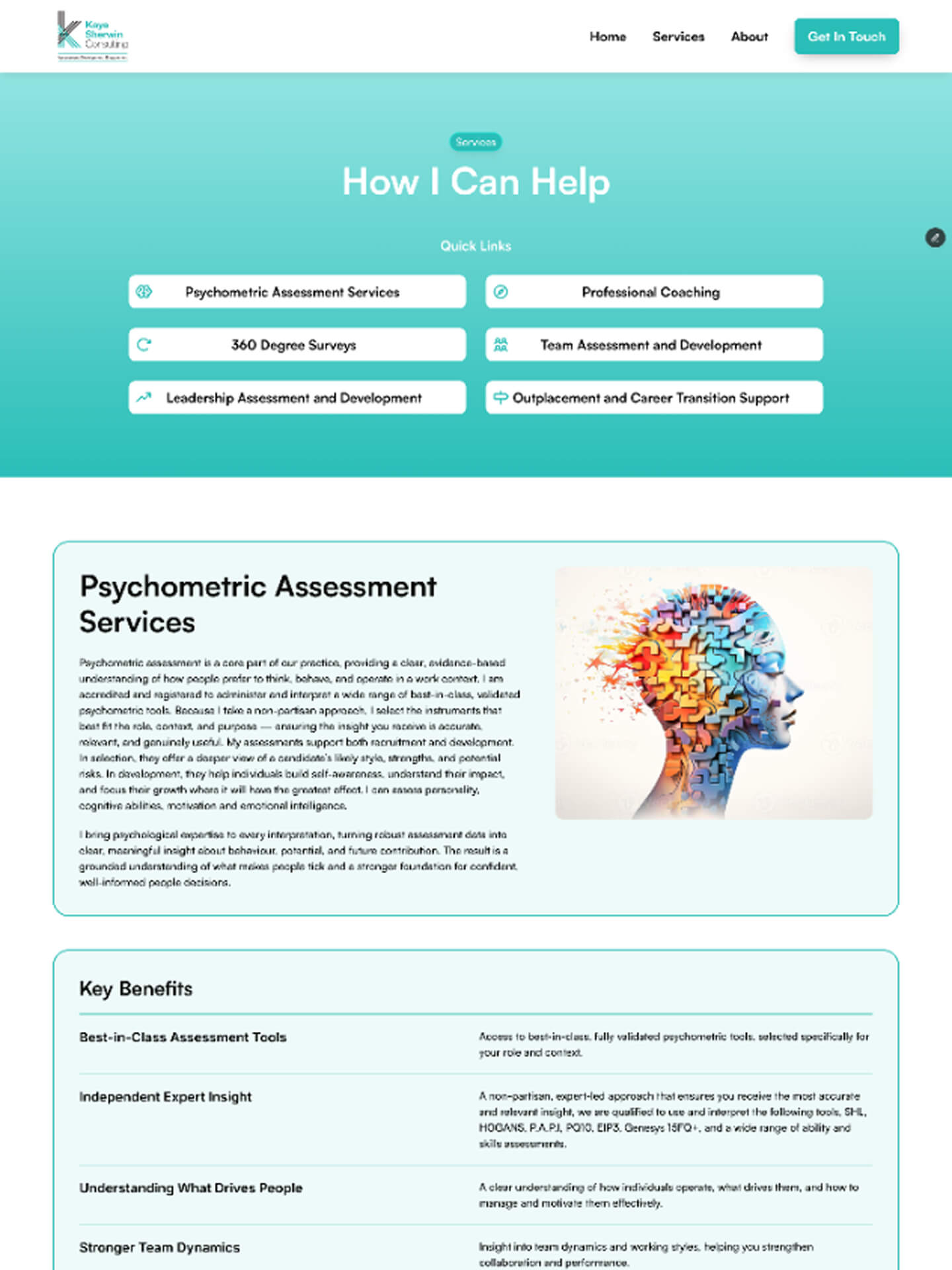 Screen capture of a website design for a Plumber