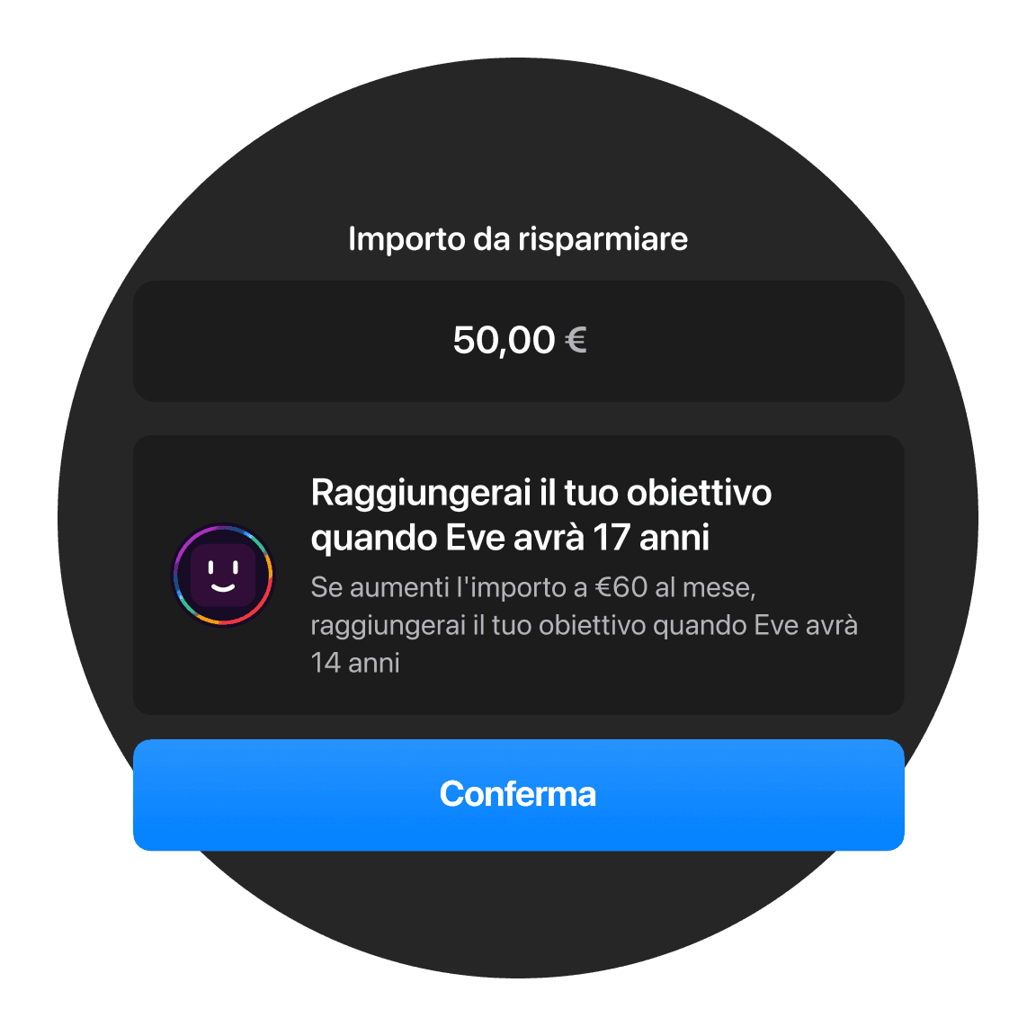 Un messaggio che invita l'utente a condividere le sue esperienze con un gioco, con un'interfaccia stilizzata e un pulsante blu.