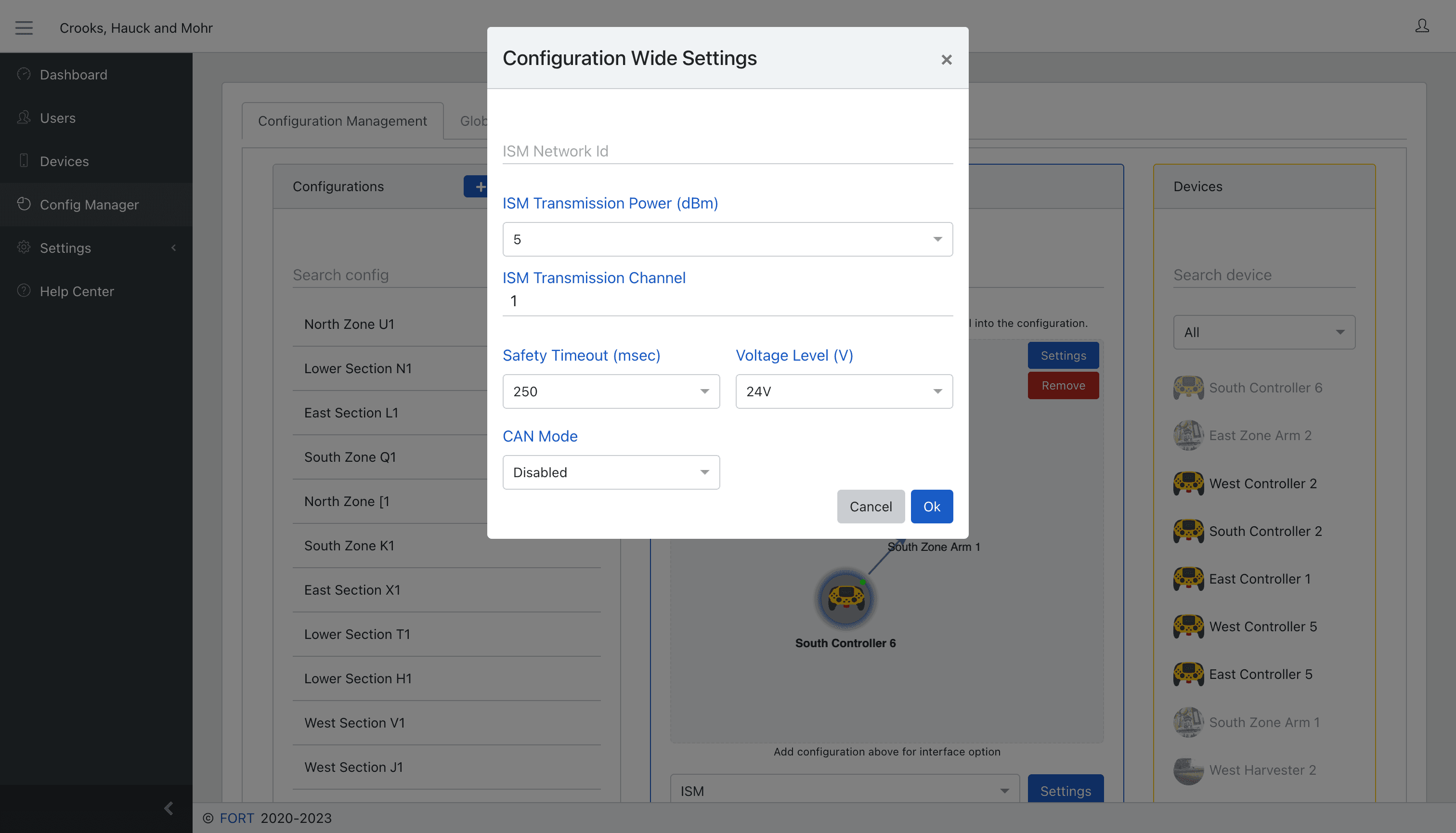 sample of fort manager configuration settings before the redesign