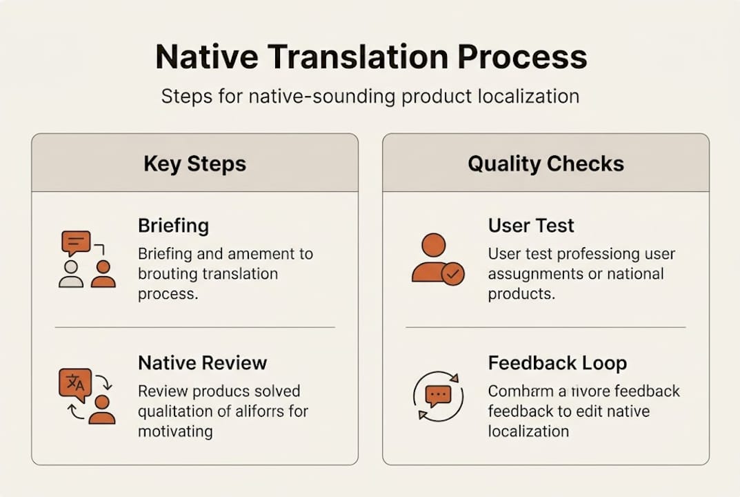 Infographic illustrating native localization steps and checks