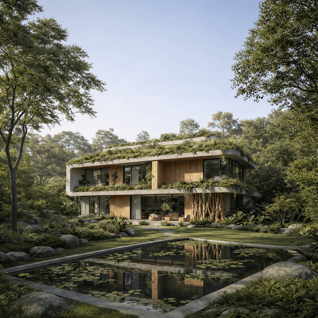 modern house in a forest