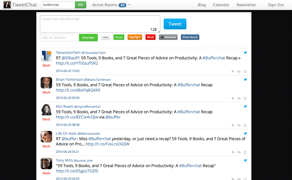 Manage your Twitter chat: TweetChat