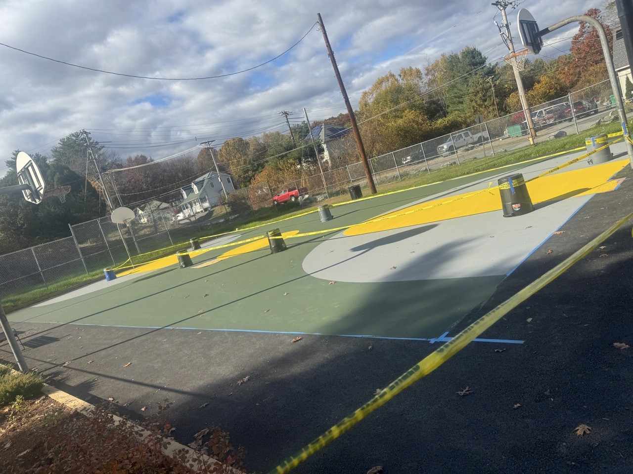 Fresh game-court colors and new lines, A&M Construction jobsite