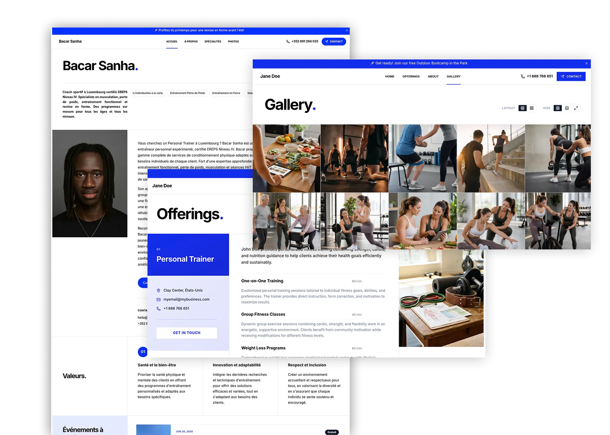 Screenshot of websites creates with webfolio website builder
