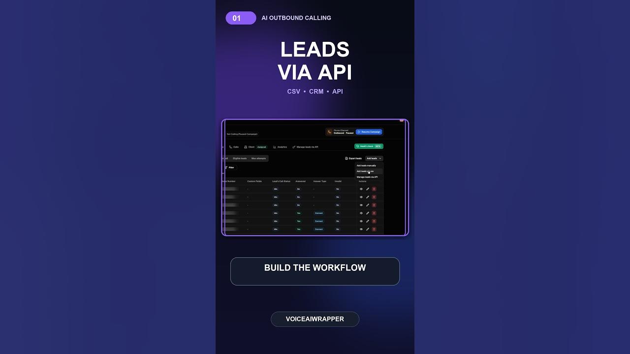 Video thumbnail: AI Outbound Calling Lead Intake: CSV, CRM and API