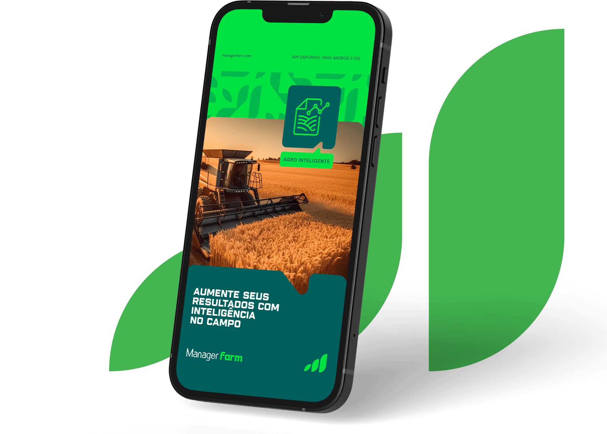 smartphone com dados do aplicativo manager farm