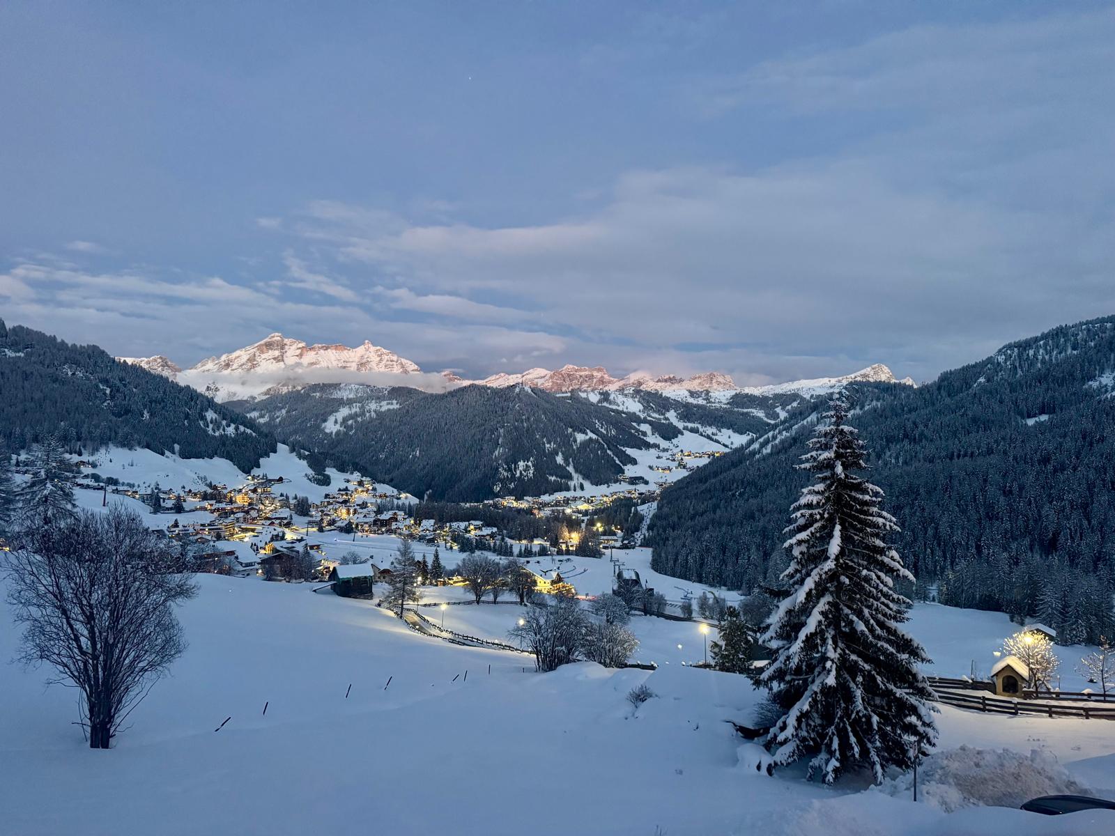 Snow-covered chalet venue for IQUW corporate ski event