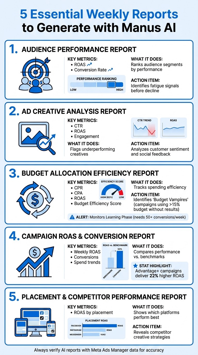 5 Essential Weekly Reports to Generate with Manus AI for Meta Ads