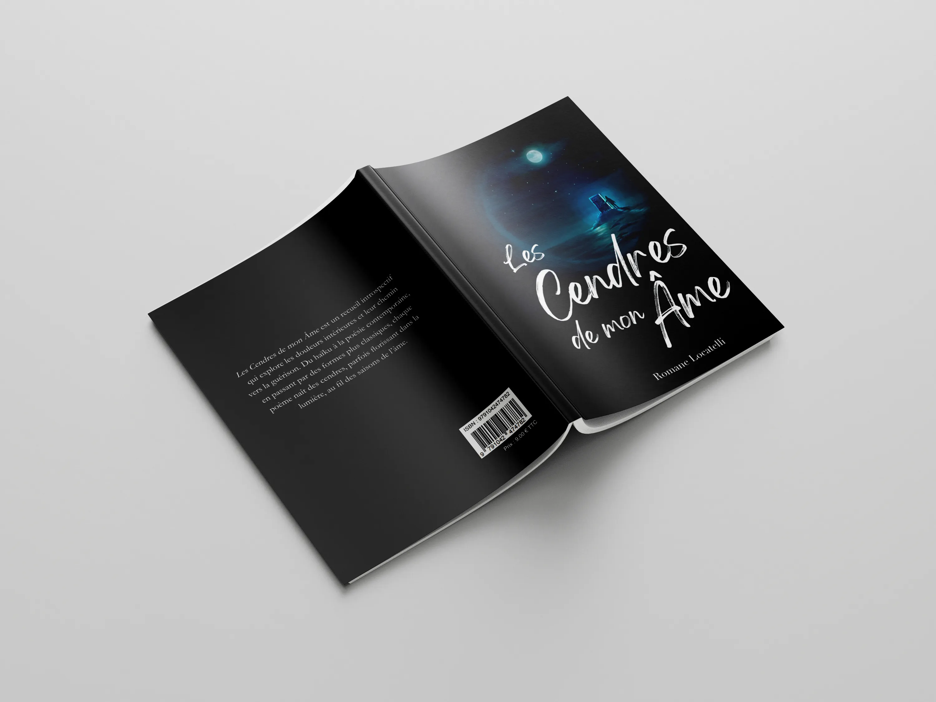 Mockup de la couverture complète du recueil Les Cendres de mon Âme