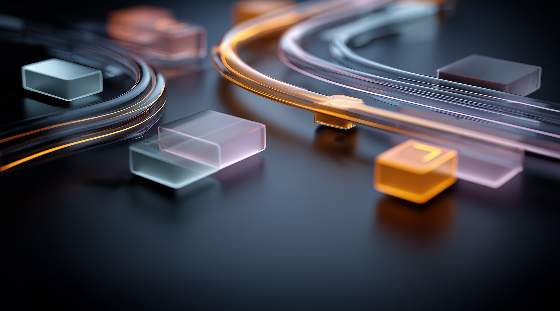 Abstract image created using AI depicting agentic workflows as multi-coloured blocks and movement of data