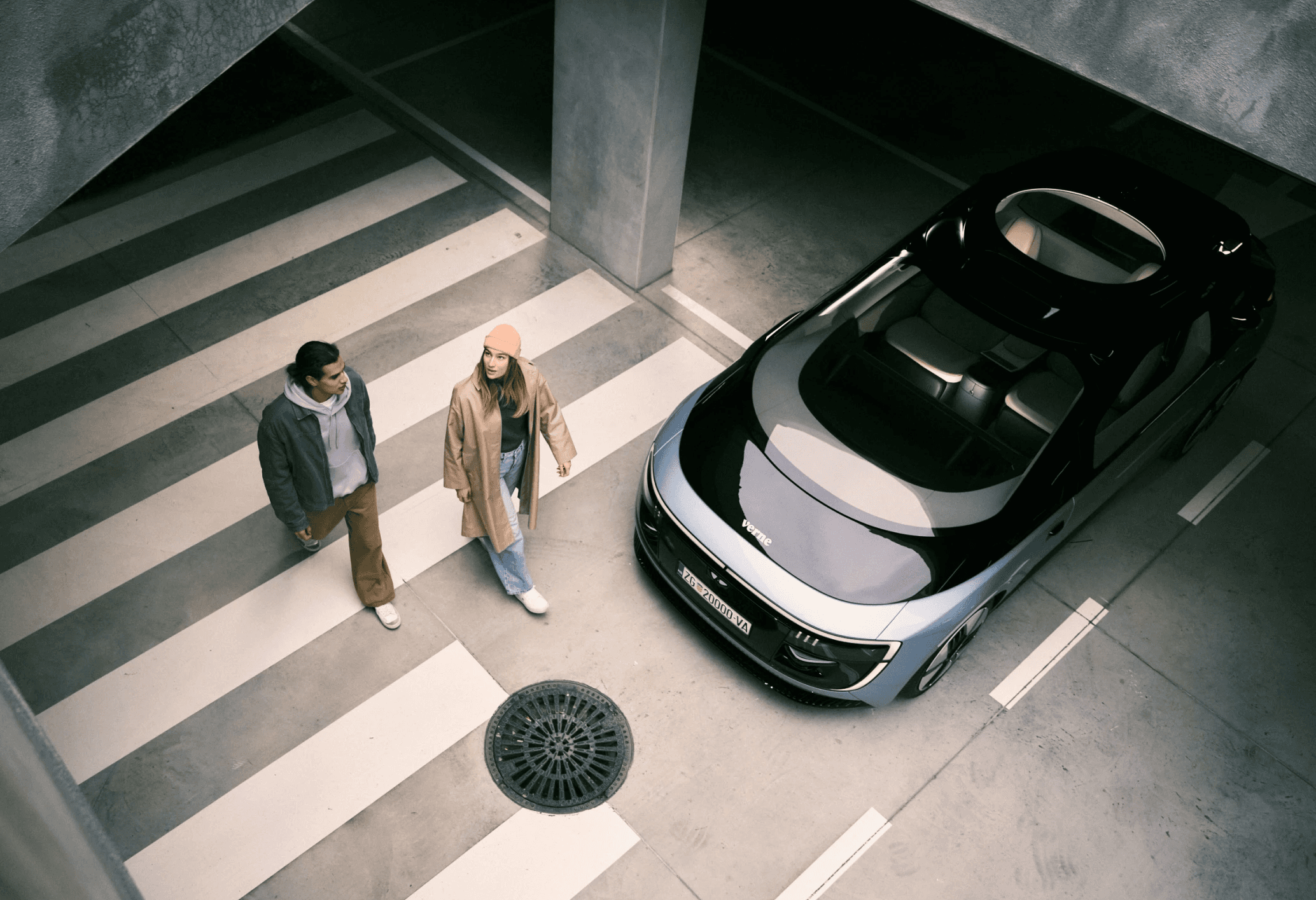 Composition of renderings of autonomous car interior layouts.