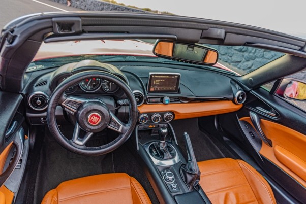 Red Fiat 124 Spider For Rent In Kona On Big Island of Hawaii