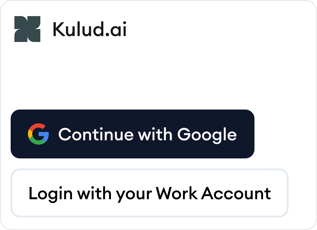 Login Options Interface – Users can log in with their business email, including Gmail. Multiple accounts can be added.