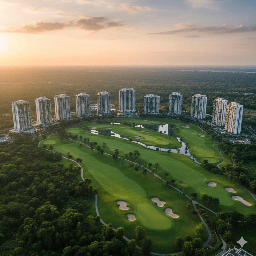 65-acre residential golf ecosystem and landscaped greens in Sector 113