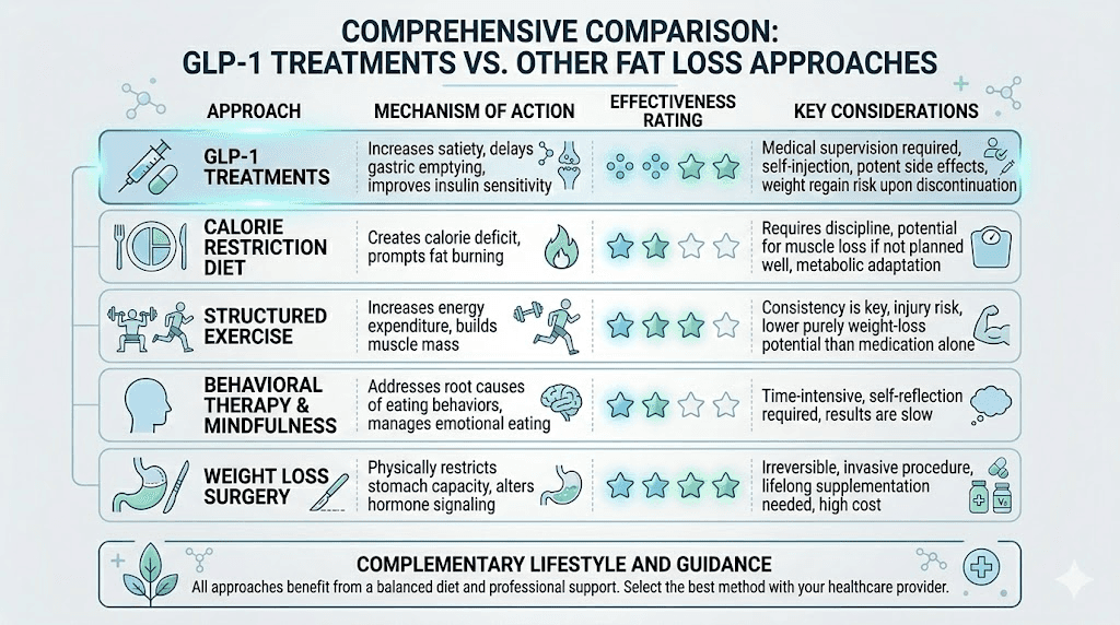 GLP-1 fat loss treatment compared to other weight loss approaches