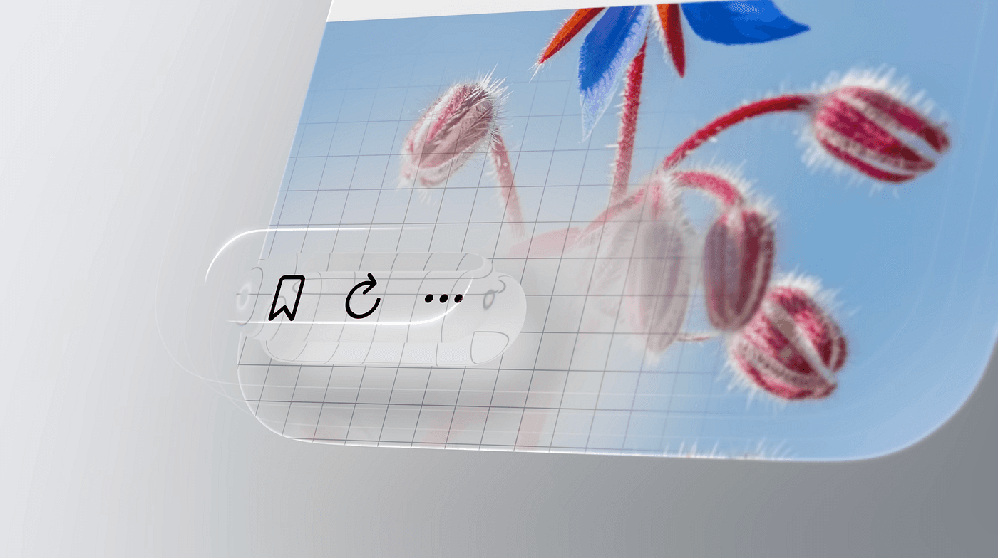 Browser UI elements over a flower image.