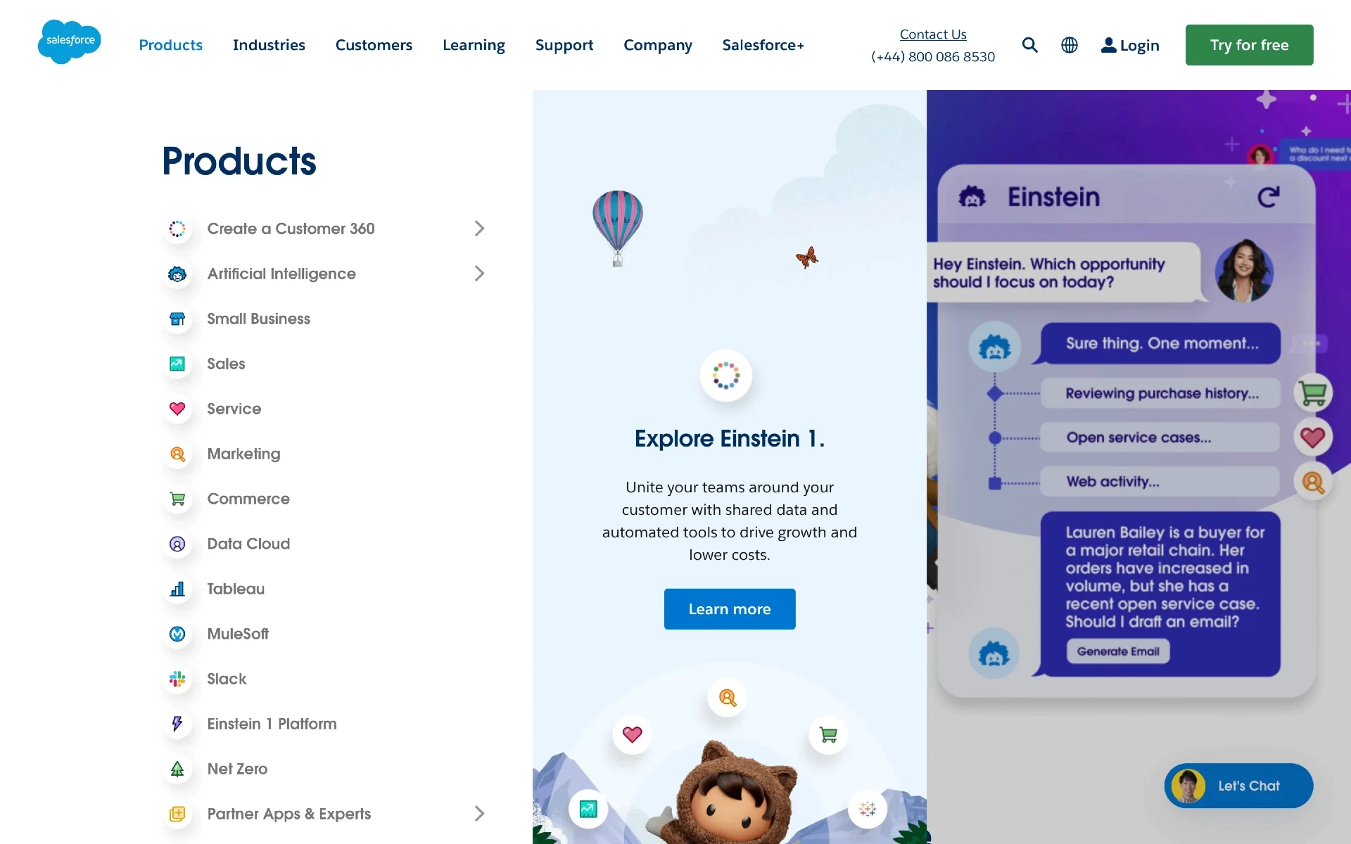 Best B2B SaaS websites: Salesforce’s navigation