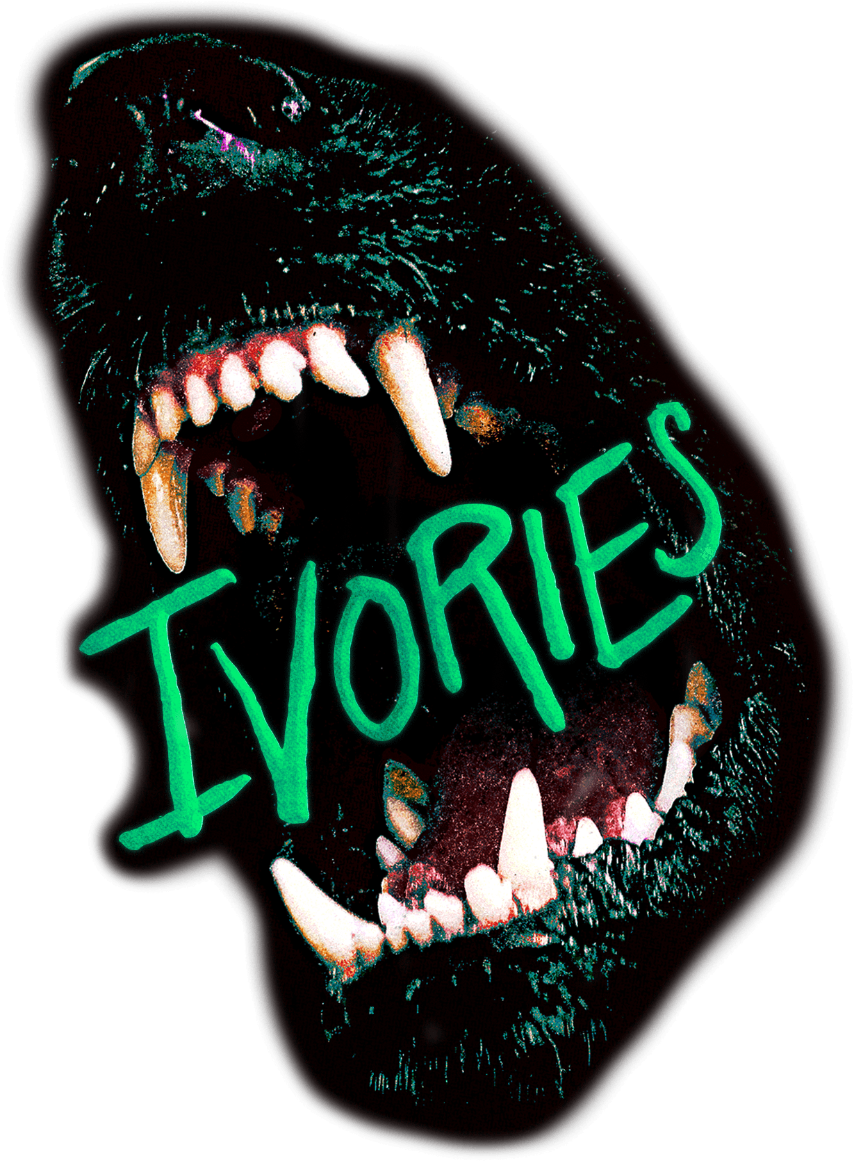 IVORIES — title scrawled in green across the open jaws of a snarling black dog