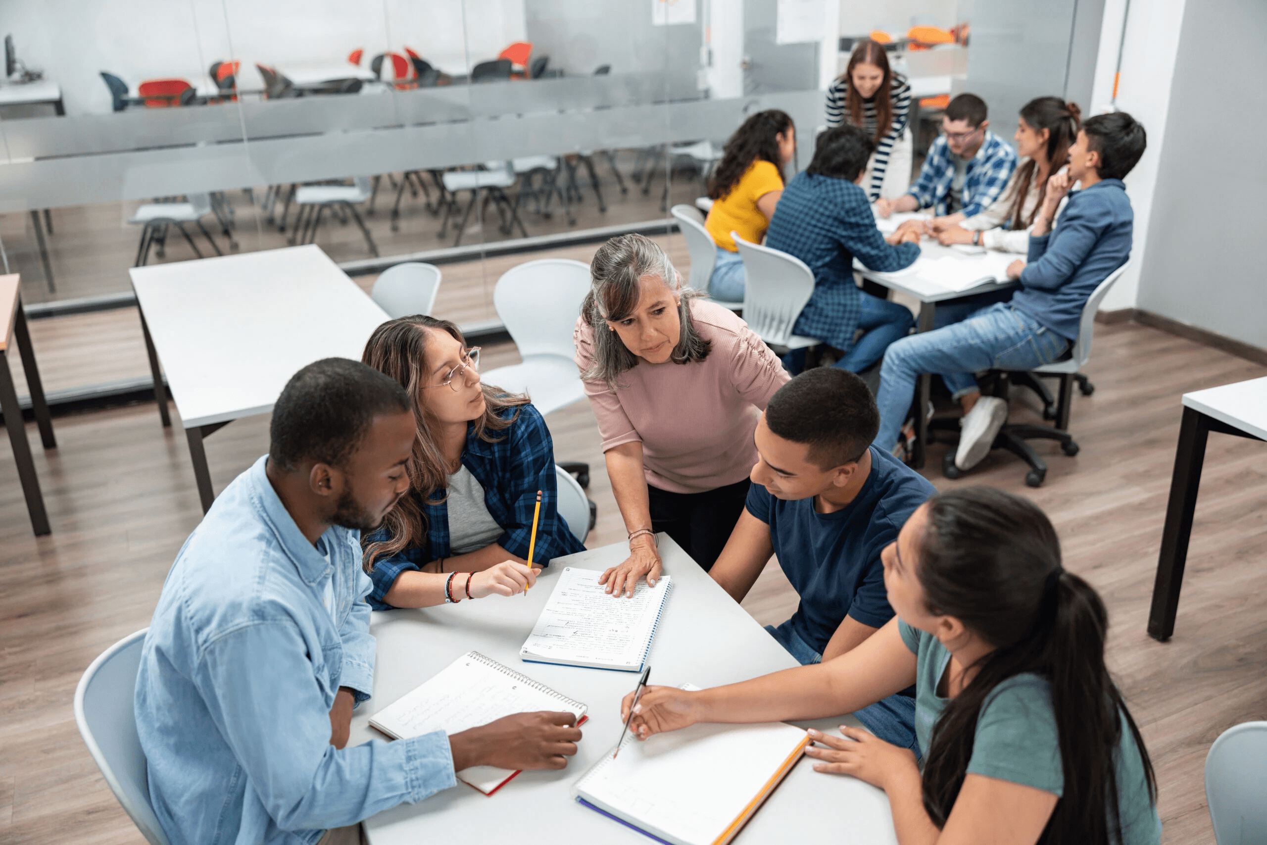 High school student presenting original research at an academic competition podium