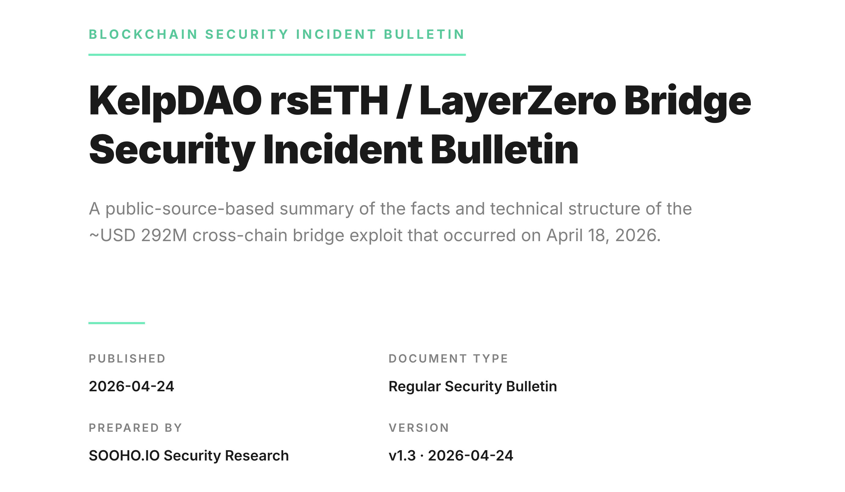 KelpDAO rsETH / LayerZero Bridge Security Incident Report