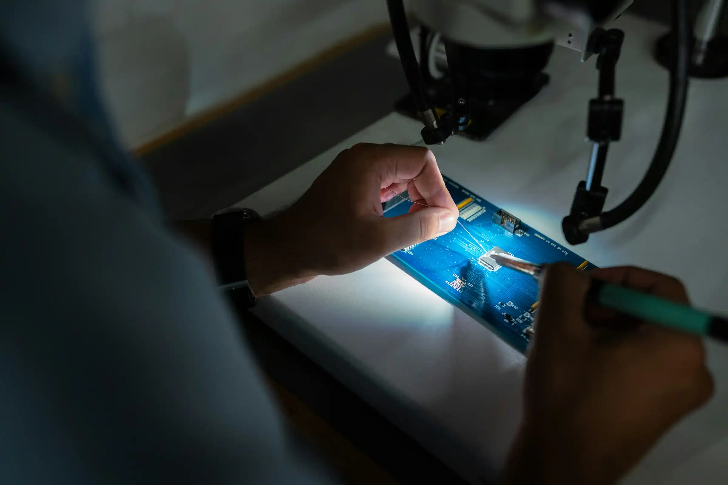 Technician fixing hardware