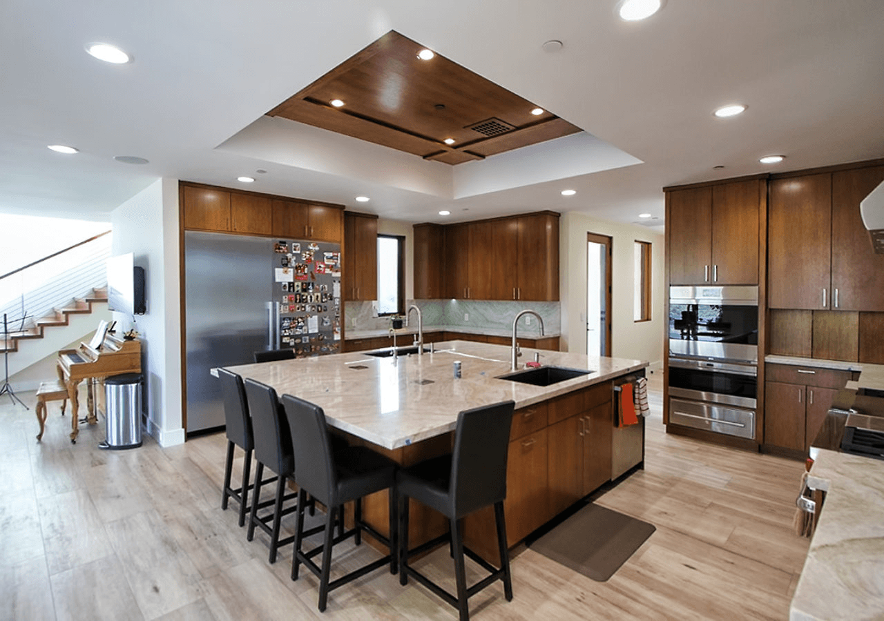 Modern kitchen with clean lines and high-end finishes.