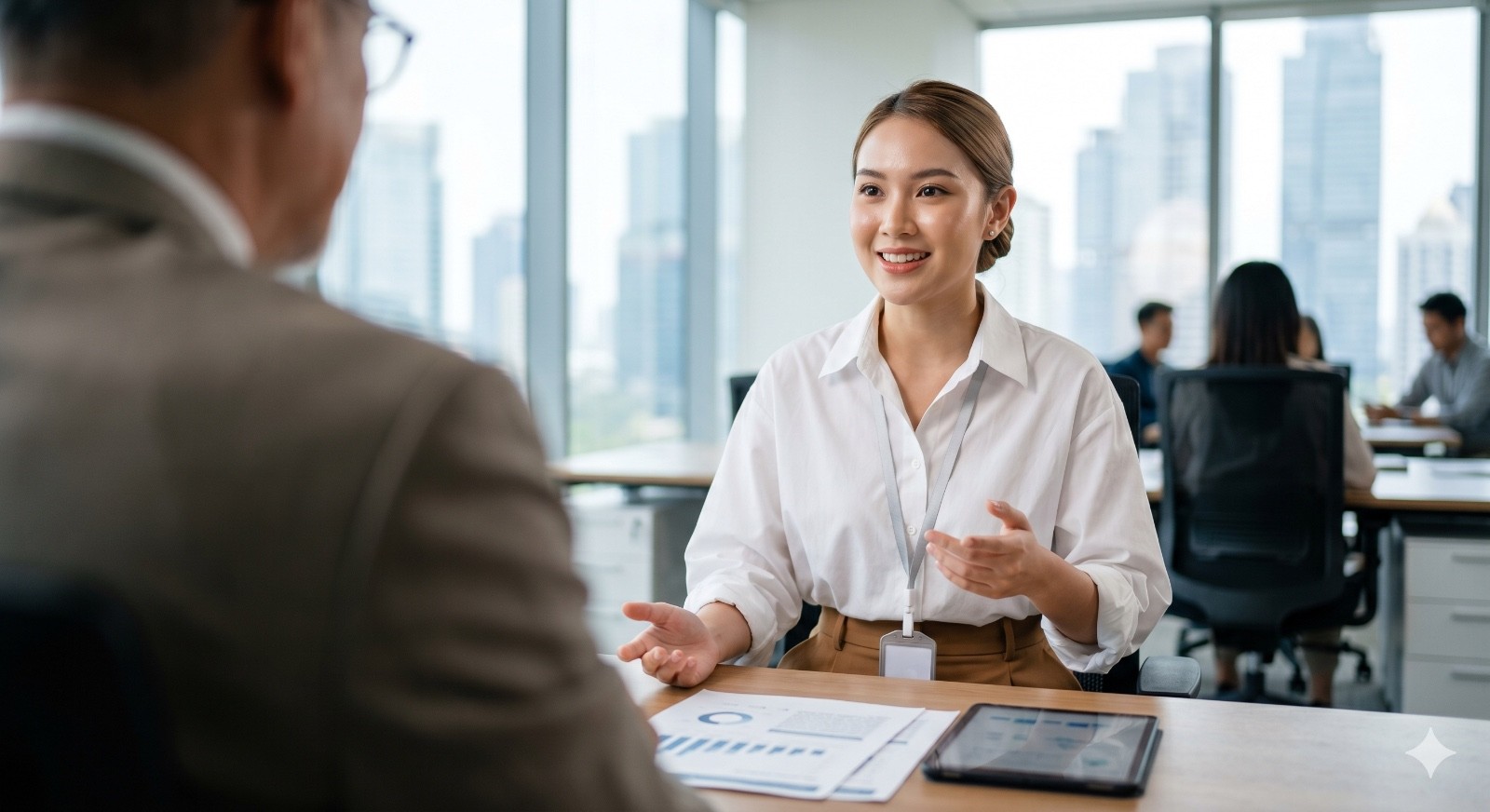 Colleagues dancing and celebrating in an office setting