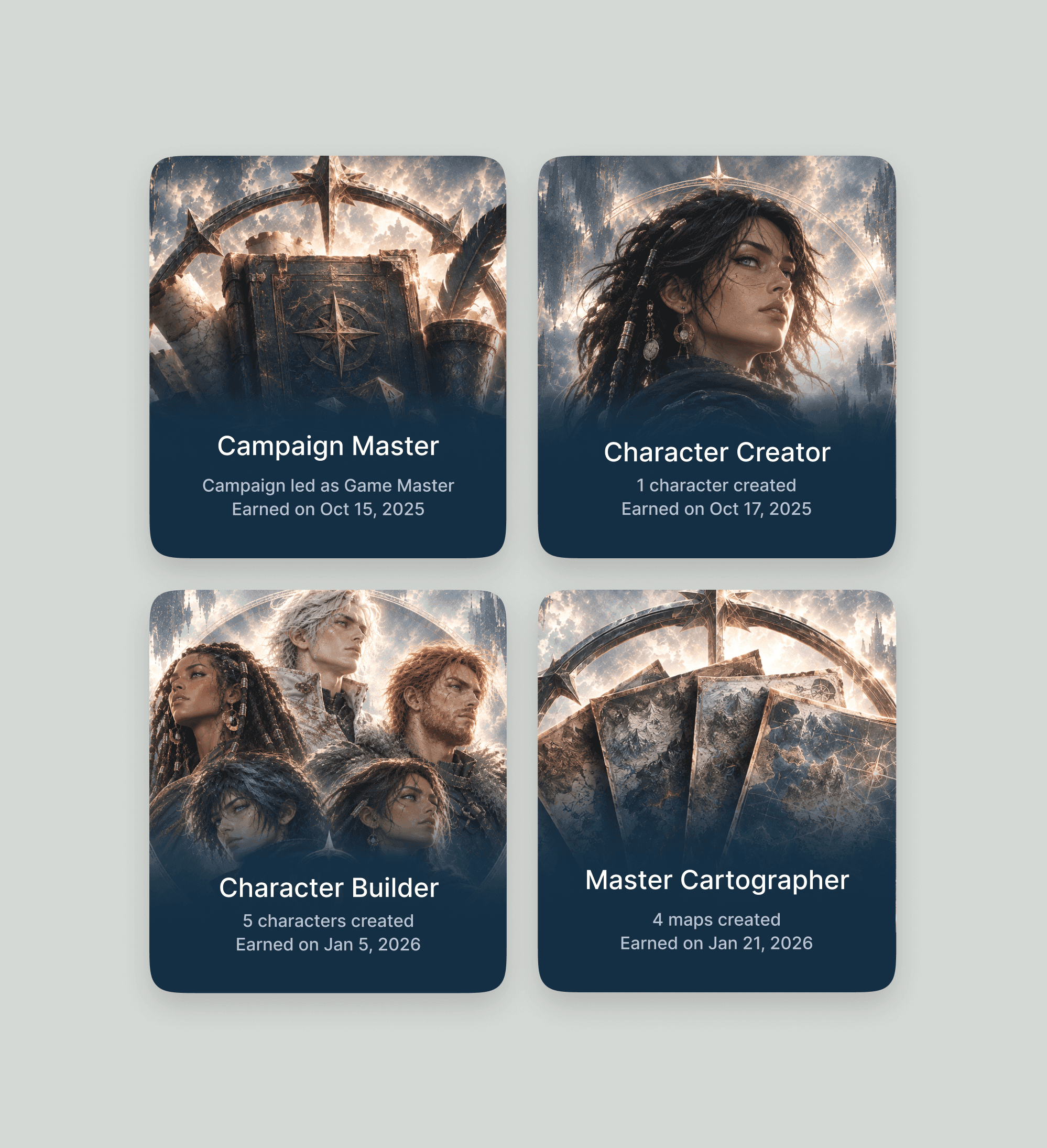 Echelon RPG game achievement cards