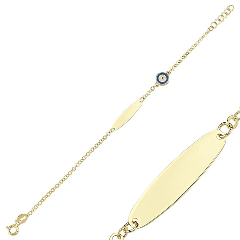 Nazarlıklı 14 Ayar Altın Çocuk Künye Bileklik